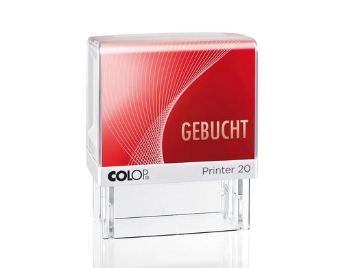 COLOP Stempel Printer 20/L GEBUCHT fertiger Lagertext, mit rotem Abdruck