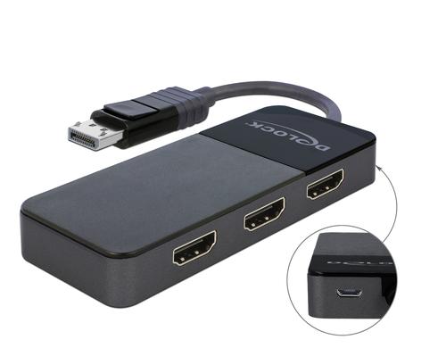 Delock DP 1.4 Splitter,1x DP zu 3xHDMI, MST 4K bis 30Hz, schwarz, DP Alternate Mode