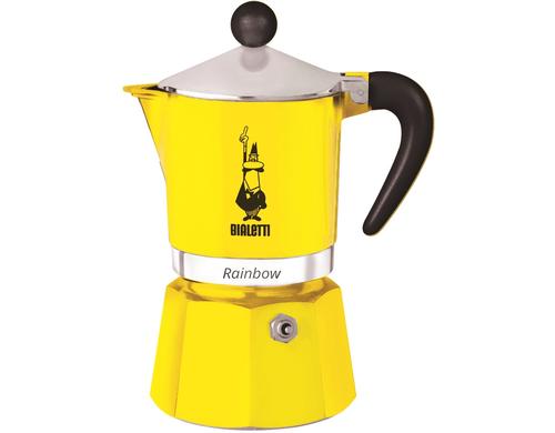 Bialetti Rainbow fr 3 Tassen gelb Aluminium, 200ml, 13,3 cm x 8,2 cm x 18 cm