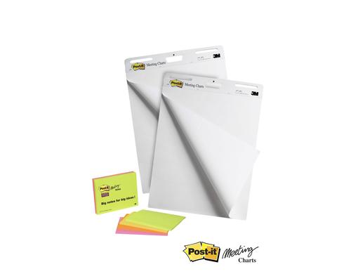 3M Meeting Charts weiss 2 Blck  30 Blatt (63.5 x 76.2 cm), + 4 Meeting Notes gratis