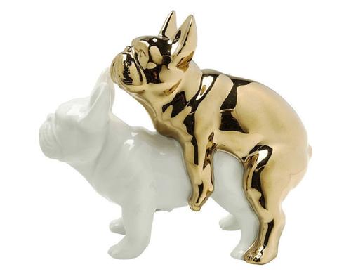 Kare Love Dogs, Weiss-Gold 17 x 11 x 20 cm (HxBxT), Porzellan