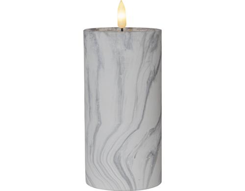 Star Trading LED Pillar Kerze Flame Marble Indoor, Grau, 17.5cm, Timerfunktion, 0.03W