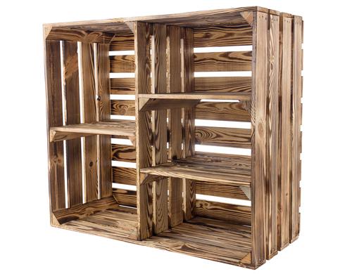 Holz Zollhaus Vintage Holzregal geflammt 3 Trennbretter,77x68x33cm, Kiefer, FSC100%