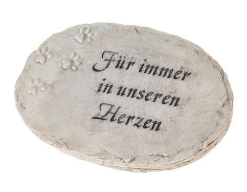 Opiflor Platte Tieratze mit Inschrift,Creme Polyresin, 17x11,5x7 cm