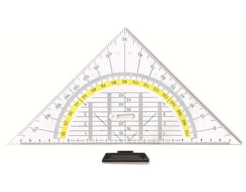 ARDA Geodreieck 25cm UNI 45mit Griff aus glasklarem Polystyrol