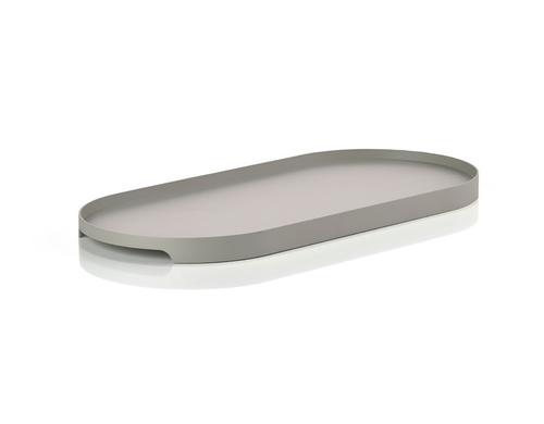 Zone Servierplatte Singles oval mud Metall, LxBxH: 35x16x1.8cm