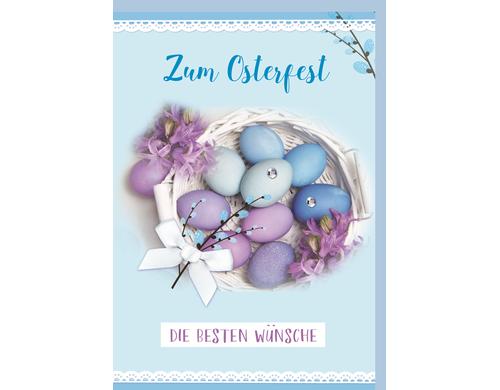 B+C Glckwunschkarte Ostern Osterwnsche 11.5 x 17 cm, mit Couvert