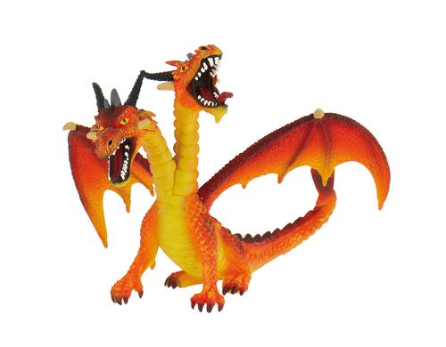 Drache mit 2 Kpfen, orange 13 cm