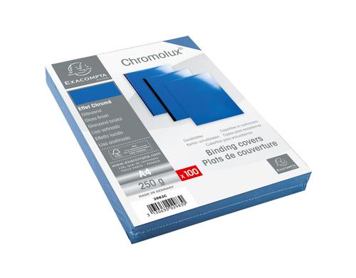 Exacompta Einbanddeckel Chromolux 250g/m, Packung 100 Stk, Farbe Blau