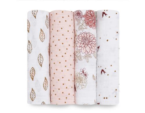 Aden + Anais Mulltuch Dahlias 120x120 cm / 4er Pack