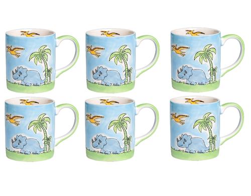 Mila Kindertasse Dinosauerier, 6 Stk. Keramik, H:9cm 7cm, 180ml