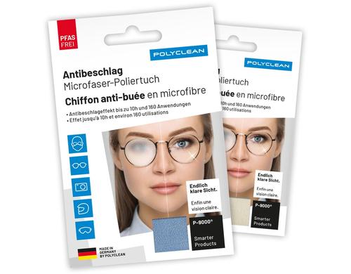 Polyclean AntibeschlagMicrofaser Poliertuch 9 x 13.5 x 0.1 cm, assortiert blau/beige