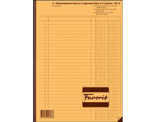 Favorit 2 Kolonnen Durchschreibebuch weiss/weiss, D/F/I, 220x297mm, 50x2 Blatt