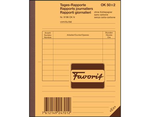 Favorit Tages-Rapporte weiss/weiss, D/F/I, 113x144mm, 50x2 Blatt