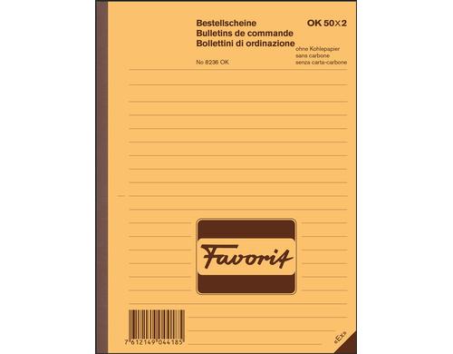 Favorit Bestellscheine citron/weiss, D/F/I, 156x210mm, 50x2 Blatt