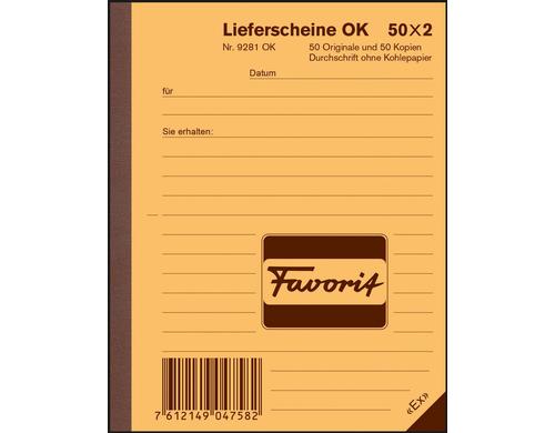 Favorit Lieferscheine rot/weiss, 113x144mm, 50x2 Blatt