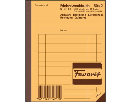 Favorit Mehrzweckbuch blau/weiss, 113x144mm, 50x2 Blatt