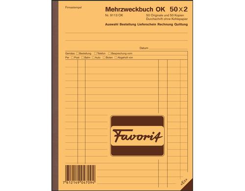 Favorit Mehrzweckbuch blau/weiss, 156x210mm, 50x2 Blatt