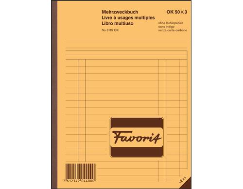 Favorit Mehrzweckbuch blau/blauweiss, 156x210mm, 50x3 Blatt