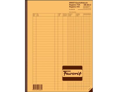 Favorit MWST-Geschftsbuch weiss/weiss, D/F/I, 220x297mm, 50x2 Blatt