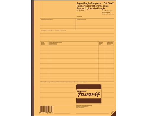 Favorit Tages-/Regie-Rapporte weiss/weiss, D/F/I, 220x297mm, 50x2 Blatt