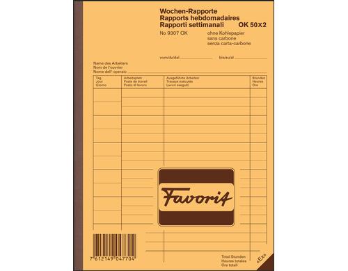 Favorit Wochen-Rapporte weiss/weiss, D/F/I, 156x210mm, 50x2 Blatt