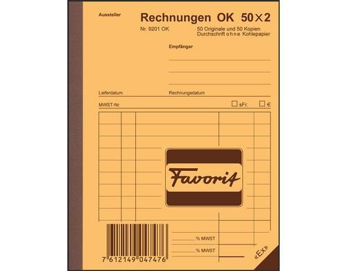 Favorit Rechnungen blau/weiss, 113x144mm, 50x2 Blatt