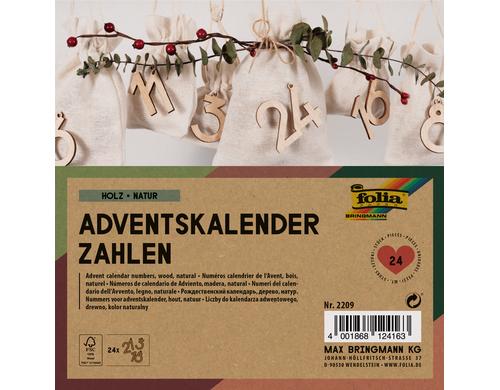 Folia Adventskalender Zahlen aus Holz 24 Stck