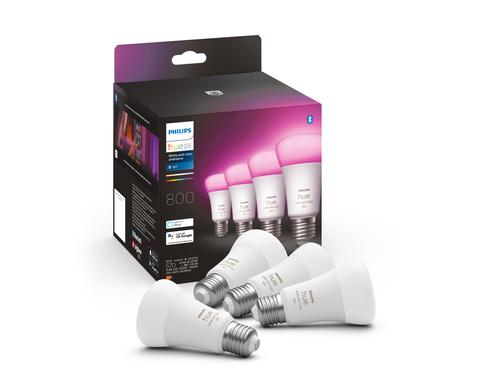 Philips Hue White & Col. Amb. E27 Viererpack 4x570lm 60W