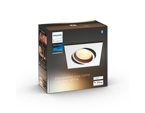 Philips Hue White Amb. Milliskin Einbauspot eckig weiss 350lm inkl. Dimmschalter