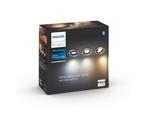 Philips Hue White Amb. Milliskin Einbauspot flg. aluminium 3x350lm inkl. DimmerSwitch