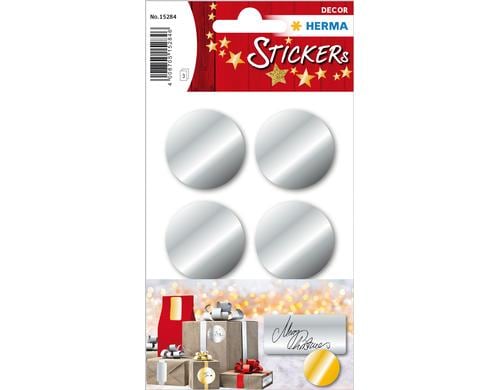 Herma Weihnachtssticker Button silber 3 Blatt, 18 Sticker