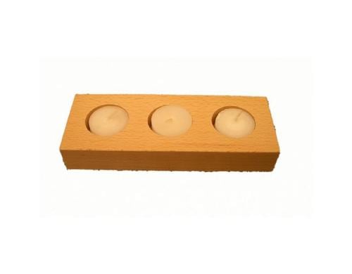 aepll consulting Teelichhalter 3er Buchenholz, 19 x 7 x 3 cm