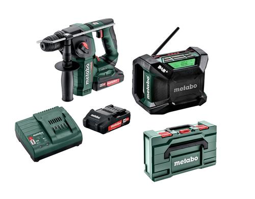 Metabo BH 18 LTX BL 16 + DAB-Radio Kit 18V 2x2Ah Li-Ion Ladegert SC 30, Metabox