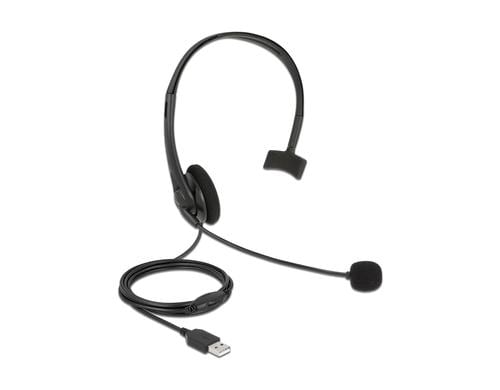 Delock USB Mono Headset fr PC + Notebook Lautstrkeregler, ultraleicht, 2.4m Kabel