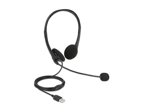 Delock USB Stereo Headset fr PC + Notebook Lautstrkeregler, 2.4m Kabel