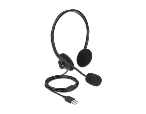 Delock USB Stereo Headset fr PC + Notebook Lautstrkeregler, ultraleicht, 2.4m Kabel