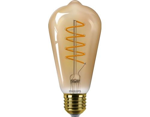 Philips LED Lampe 5.5W (25W) E27, ST64, 630lm, 2000K, Gold Tnung