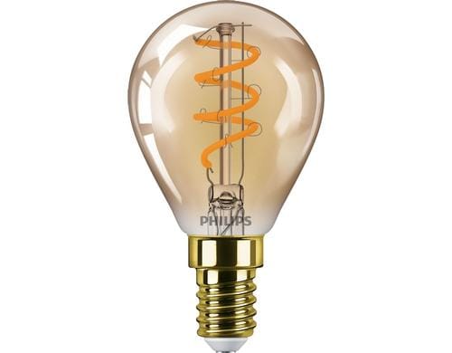 Philips LED Lampe 3.5W (15W) E14, P45, 136lm, 2000K, Gold Tnung