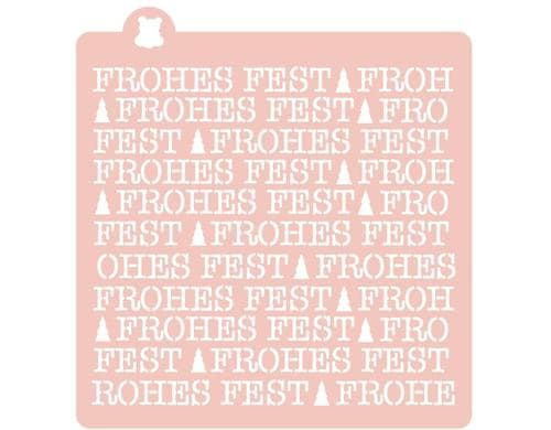 Cut my Cookies Schablone Frohes Fest 14 cm x 14 cm, Mylar/ 1teilig