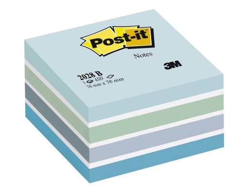 3M Post-it Wrfel blau 1 Block  450 Blatt, 76x76mm