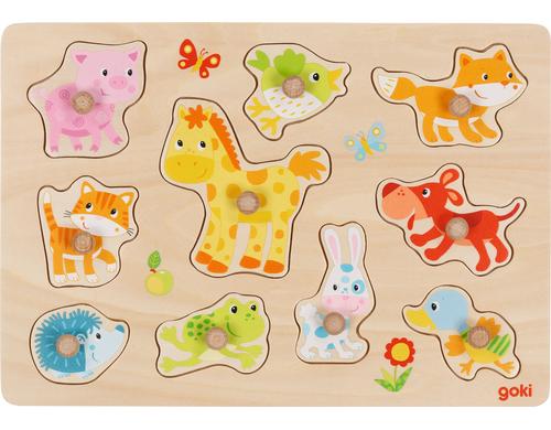 Steckpuzzle Tierkinder 30 x 21 x 2,4 cm, Holz, 10 Teile