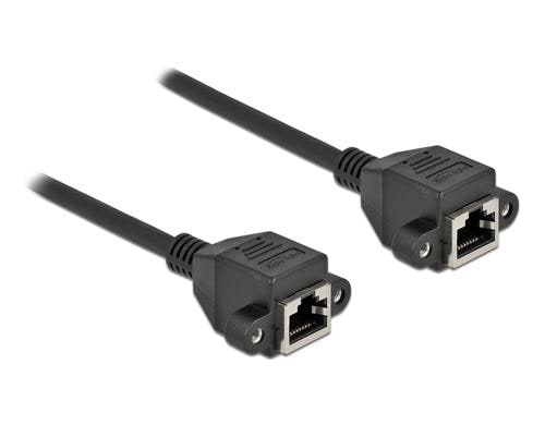 Delock Verlngerungskabel: S/FTP RJ45-RJ45 Buchse zu Buchse, Cat.6A, 50cm, schwarz