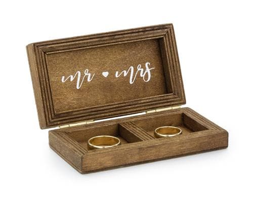 Partydeco Ring Box Hochzeit braun, 10 x 5.5 x 2 cm, Holz