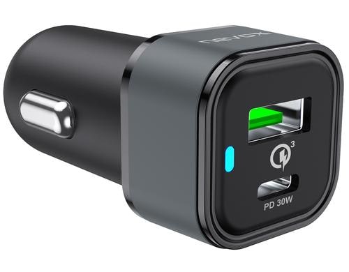 Nevox Dual Car Charger Black 1x USB-C 30W + 1x USB-A (total 48W)