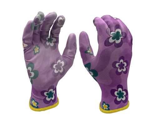 KRAFTER Gartenhandschuhe Grsse 8/M, lila, Blumenmuster