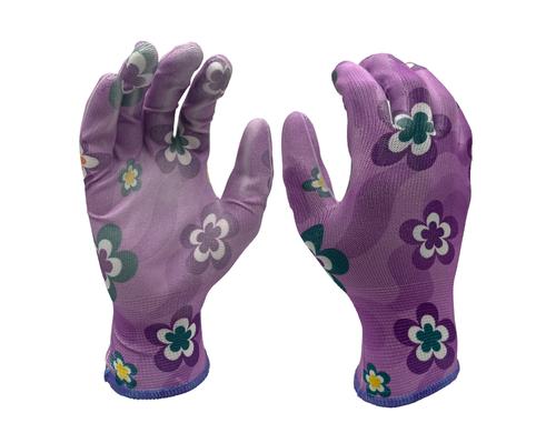 KRAFTER Gartenhandschuhe Grsse 9/L, lila, Blumenmuster