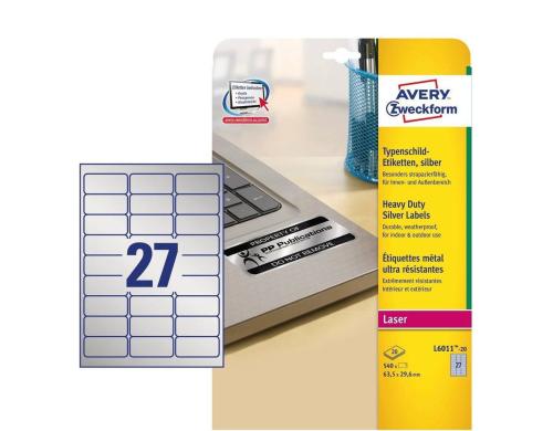 Avery Zweckform Typenschild-Etiketten Inhalt: 20 Bogen/ 540 Etiketten, fr Laser