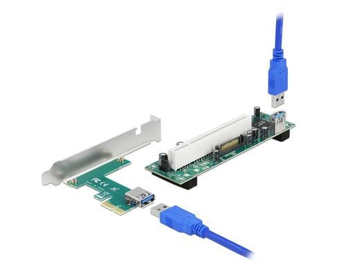 Delock PCI-Express Riserkarte, x1 zu 1x PCI 32 Bit Slot, mit 60 cm Kabel