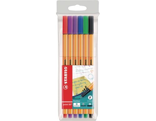 STABILO point 88 6er Etui Farben: grn, rot, blau, schwarz, violett,